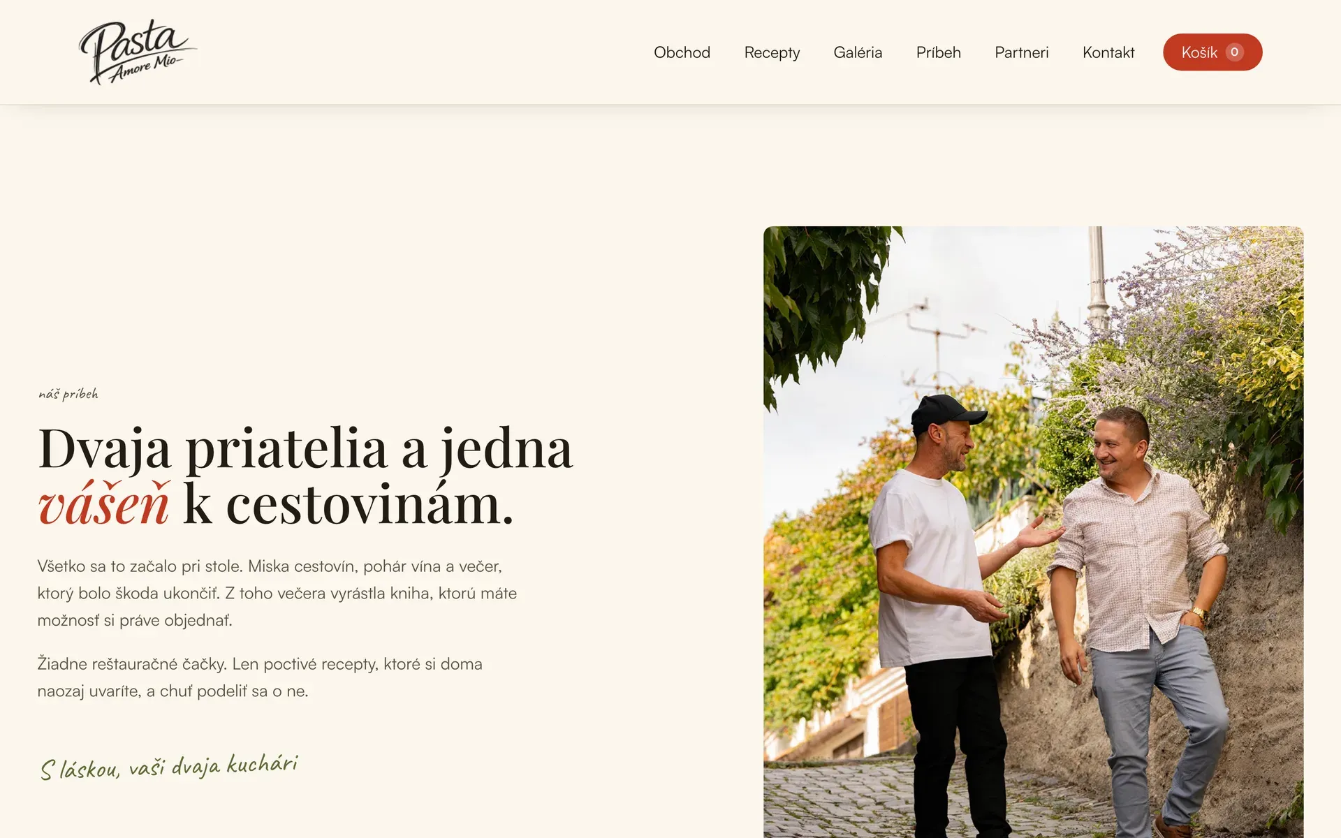 Web Pasta Amore Mio – príbeh dvoch priateľov, ktorí knihu napísali