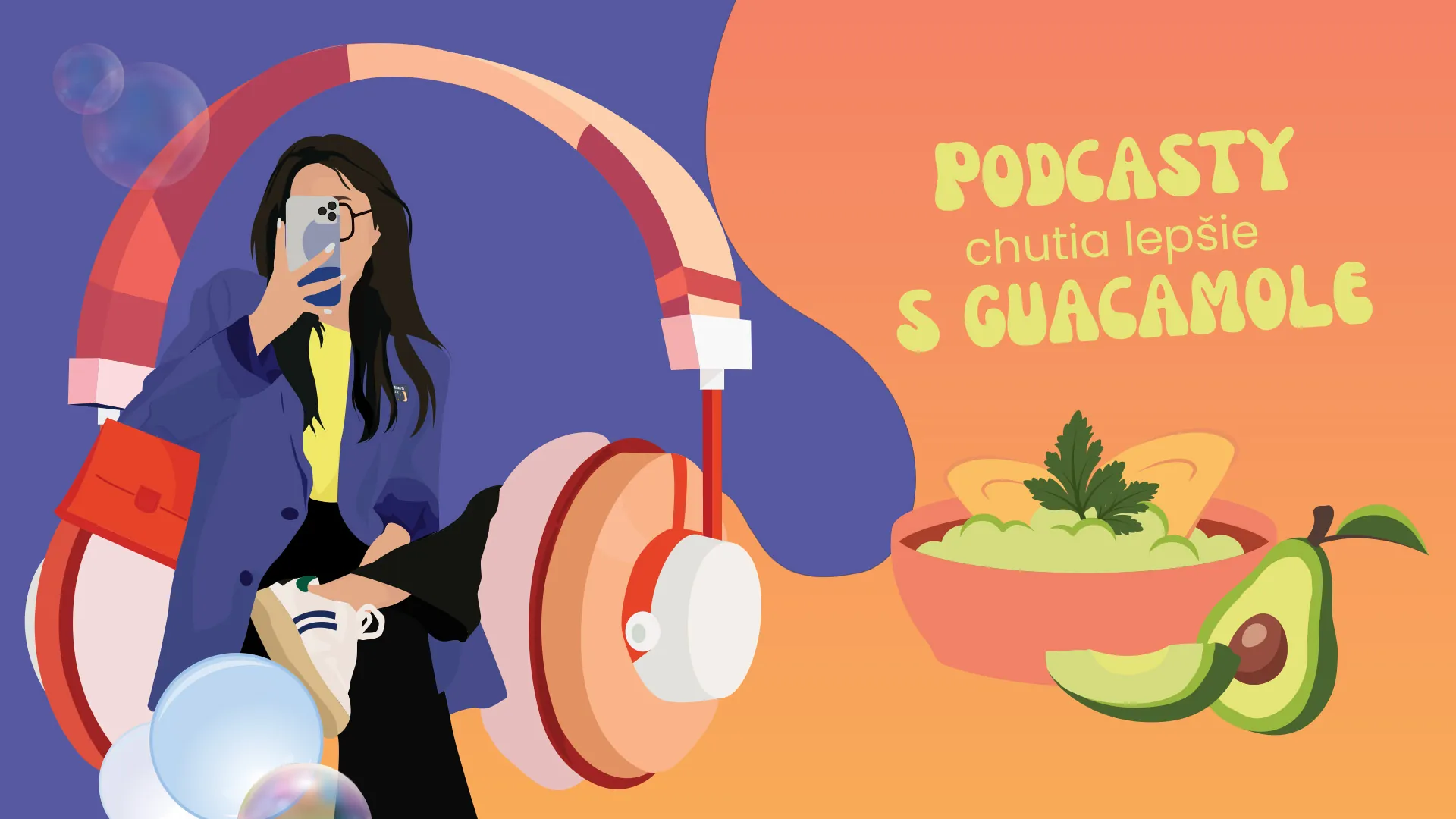 Podcastové štúdio – reklamná grafika Podcasty chutia lepšie s guacamole